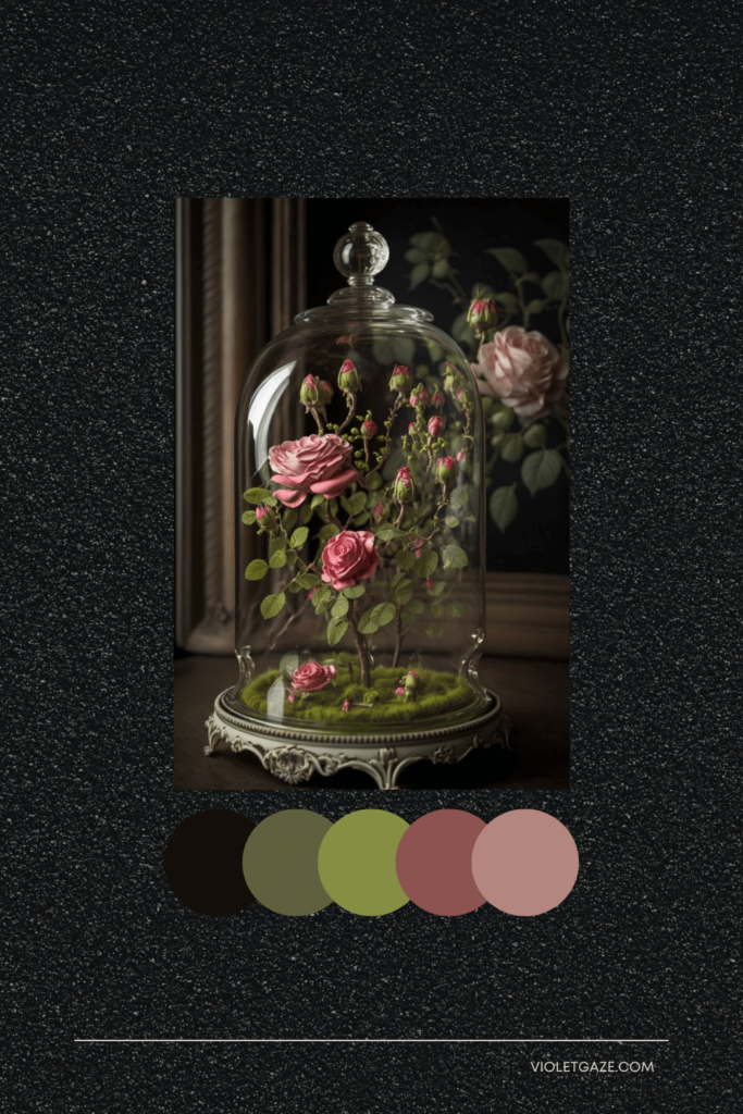 cottagecore color palette rose in a glass