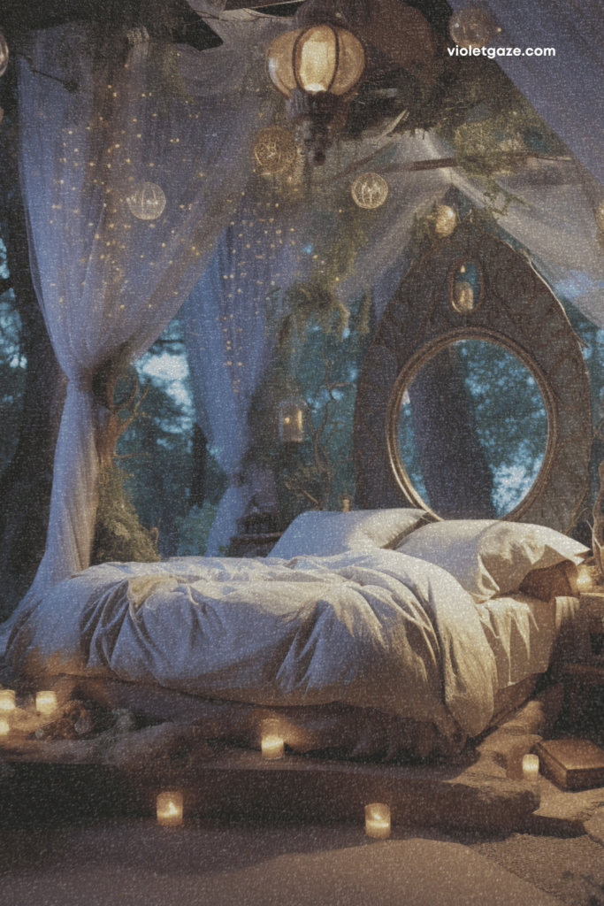 fairy cottagecore bedroom with candles