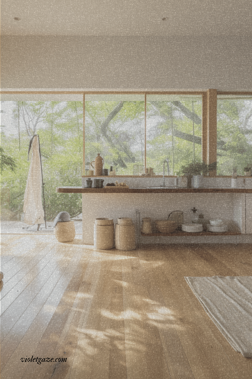 empty japanese home with large windows