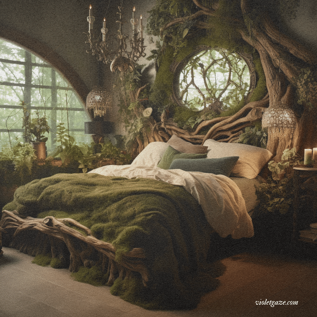 honeycore cottagecore foresty bedroom