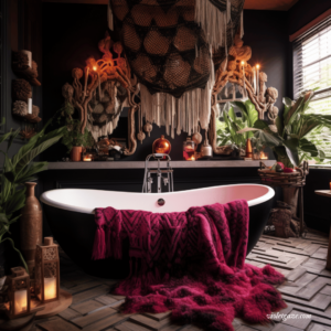 witchcore bathroom cozy bathtub with towel blanket