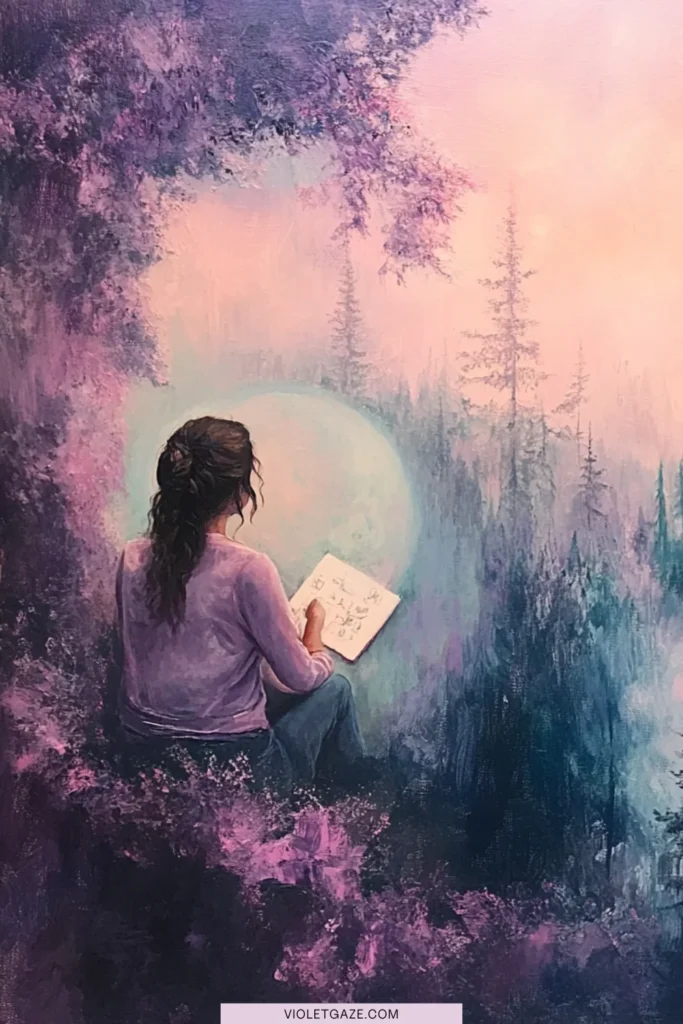 life goals woman writing across forest