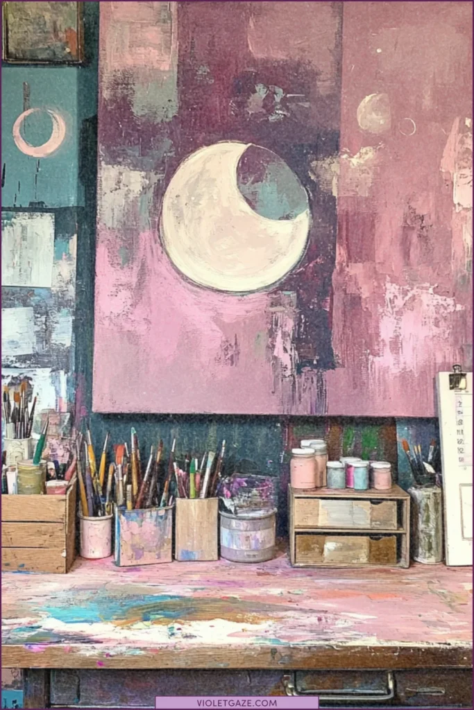 time management for artists desk with moon