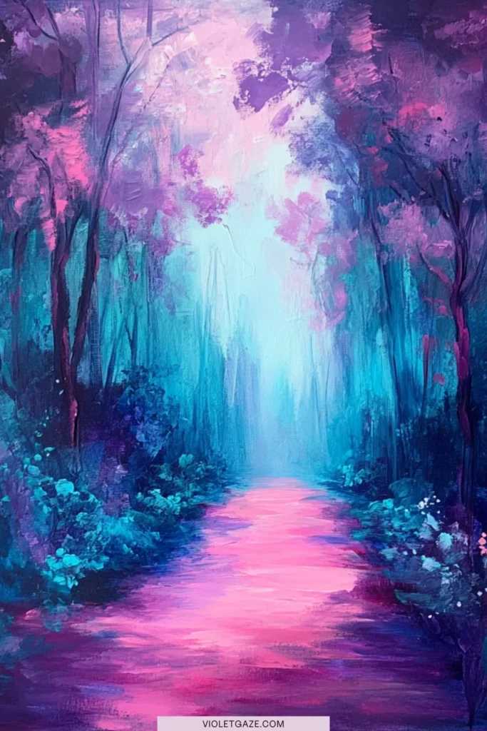 trusting the process blue pink and purple forest way