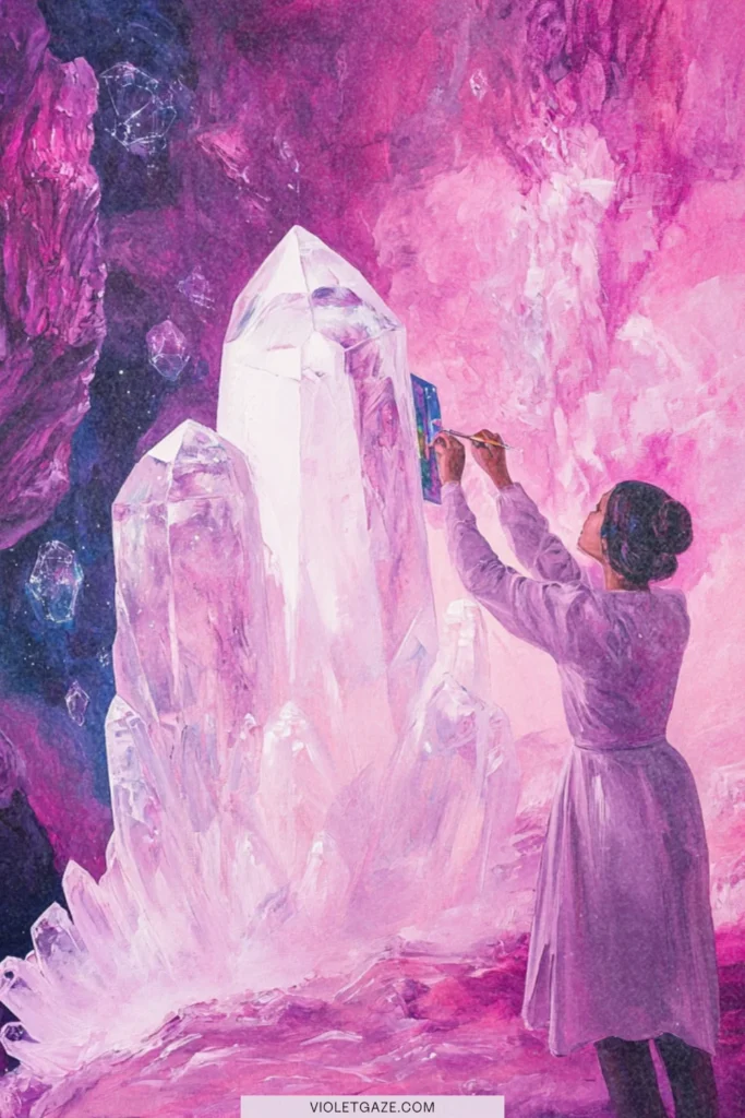 what are the laws of the universe woman painting crystals