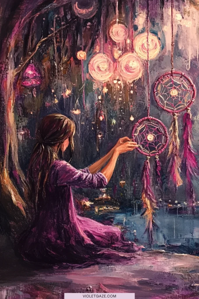 woman holding dreamcatcher